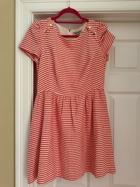 Juicy Couture Orange & White Striped Fit-and-Flare Dress